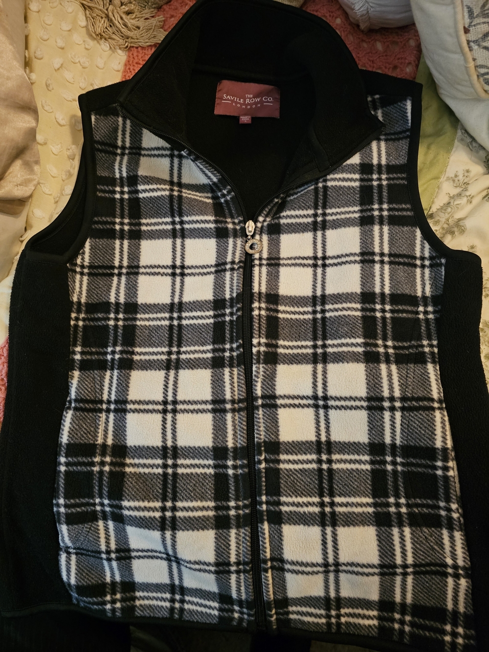 Savile Row Co London Plaid Fleece Vest Size Small EUC